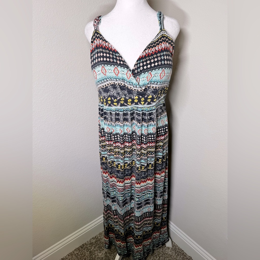 Bohemian Maxi Dress with Tribal Print